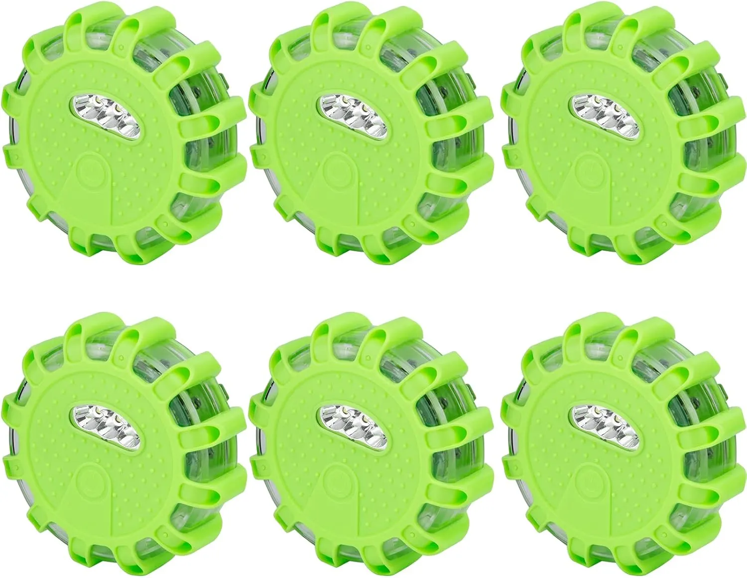 CICMOD LED Road Flares Roadside Safety Emergency Lights Beacon Disc Flashing Warning Flare Kit with Magnetic Base, Hook, 9 Lighting Modes for Car Truck Boats - 6 Pack