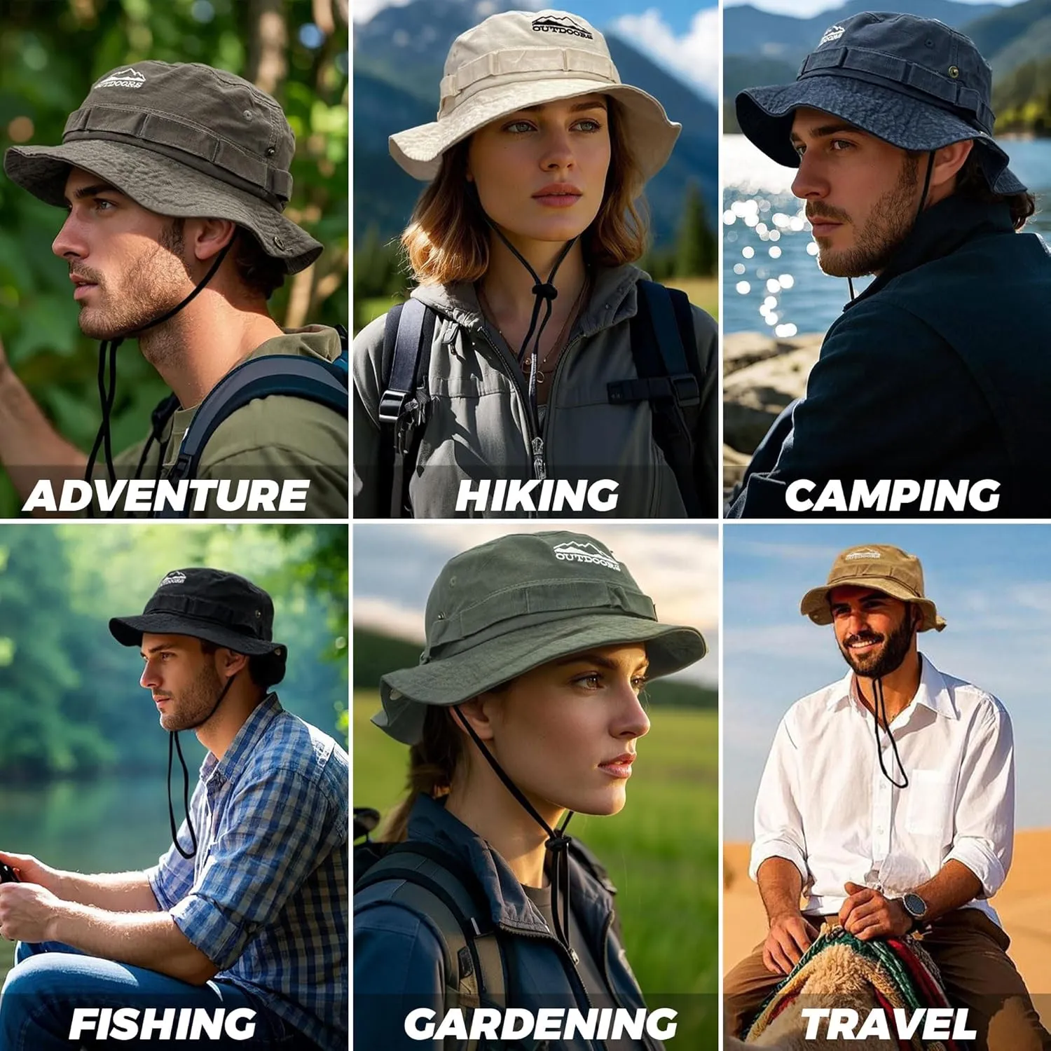 Clakllie Sun Hats for Women Men UV Protection Boonie Hats Summer Safari Jungle Hat Fishing Beach Hats UPF 50  Camping Hats