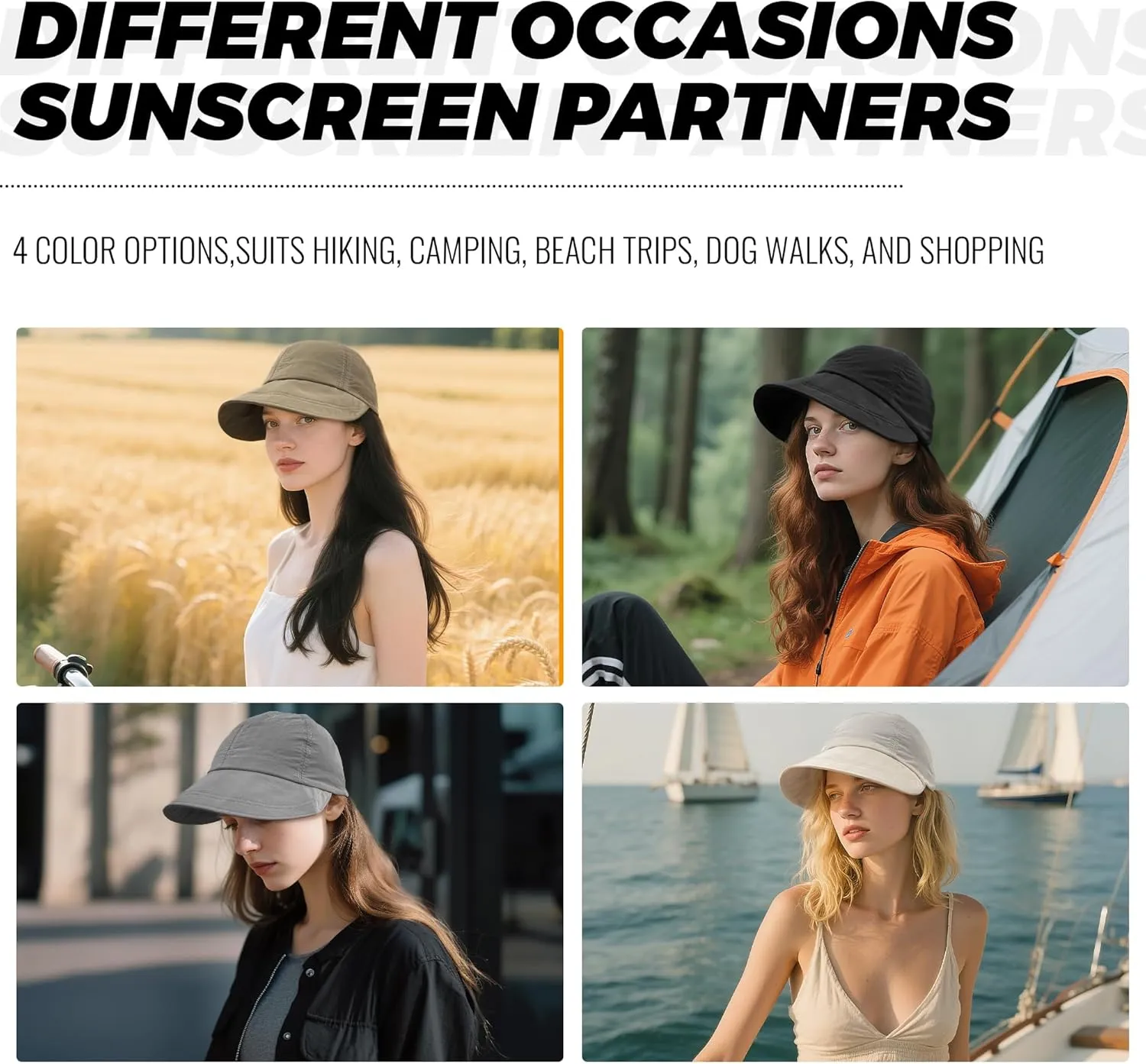 CLAPE Wide Brim Visor Hat Golf Visor Cap Packable Beach Hat Sun Protection Hat for Beach Garden Tennis Running Sunshade Hat