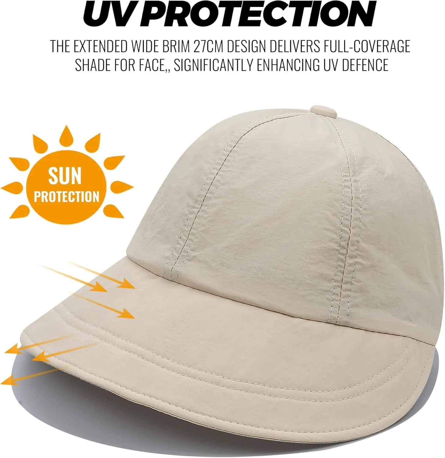 CLAPE Wide Brim Visor Hat Golf Visor Cap Packable Beach Hat Sun Protection Hat for Beach Garden Tennis Running Sunshade Hat