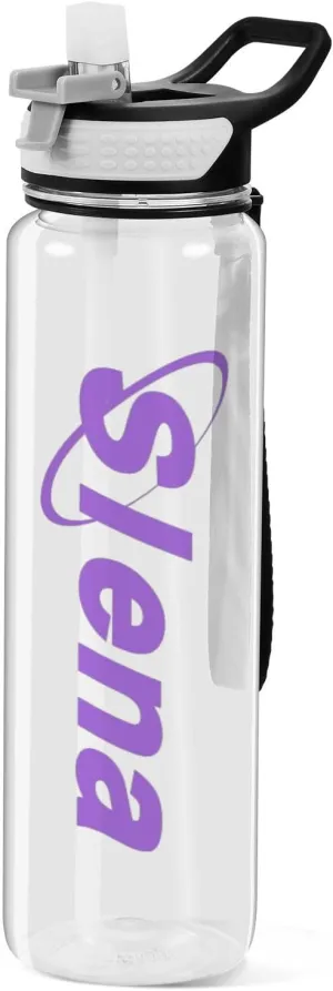 Clear Customized Water Bottles Sports Water Bottle with Straw Large Running Clear Water Bottle BPA Free Waterbottle for Travel Girls Boys Women Men Gym Hiking Leak Proof 32oz