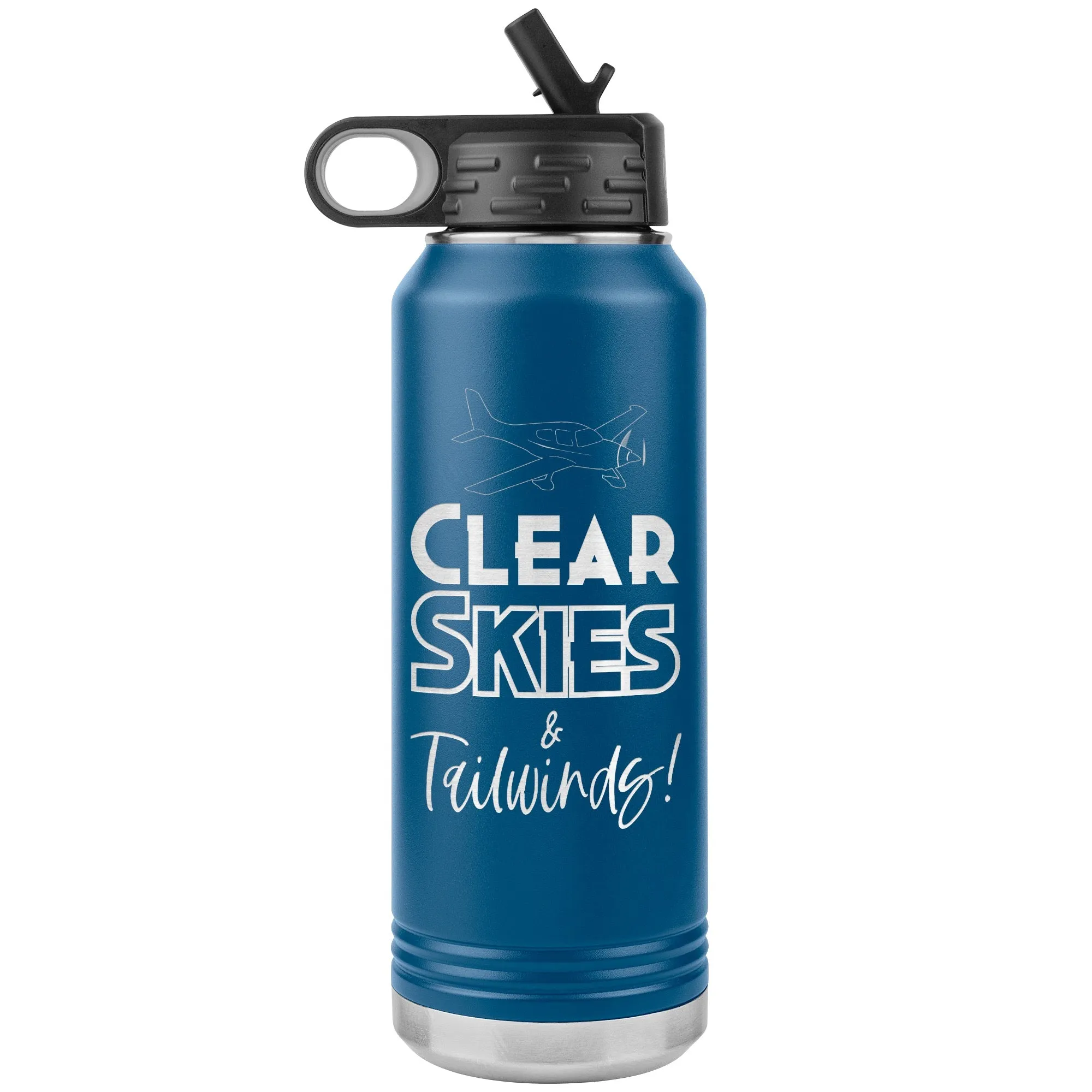 Clear Skies & Tailwinds! 32 oz. water bottle (w/low wing)