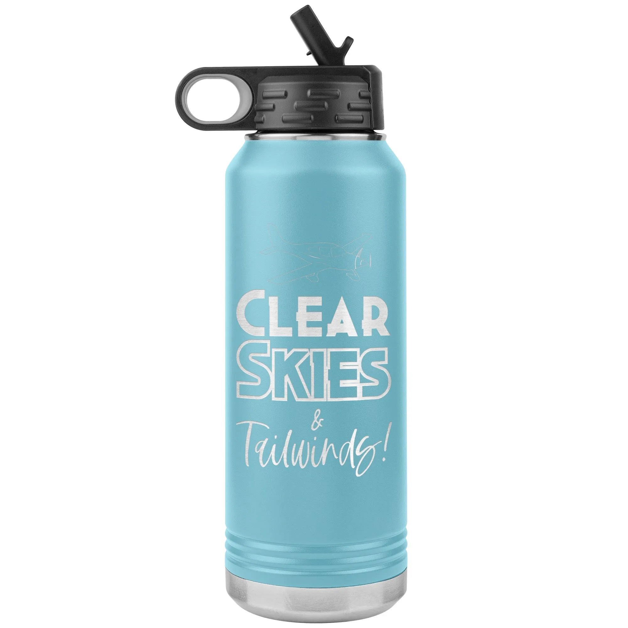 Clear Skies & Tailwinds! 32 oz. water bottle (w/low wing)