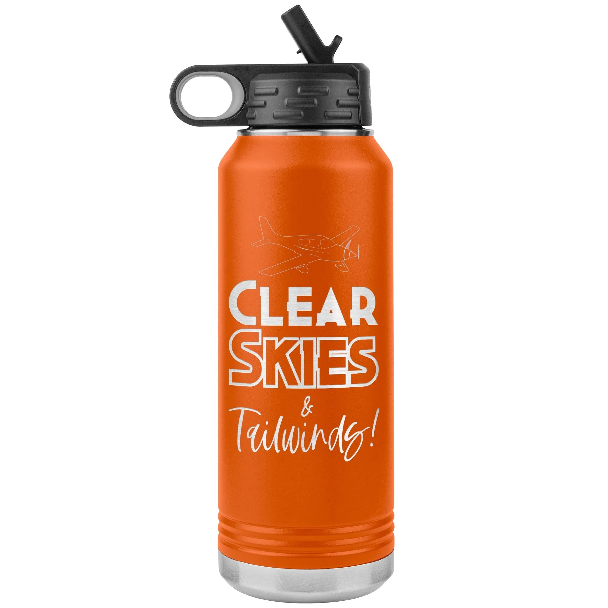 Clear Skies & Tailwinds! 32 oz. water bottle (w/low wing)