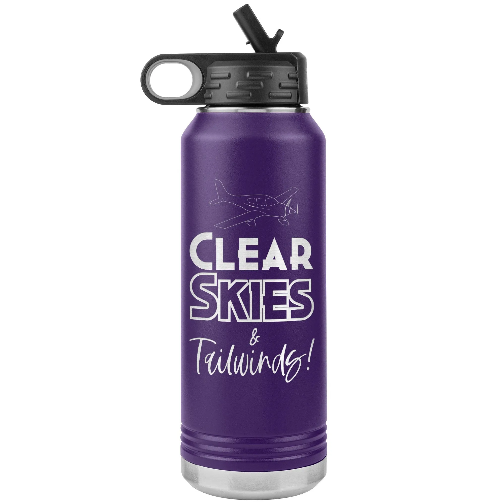 Clear Skies & Tailwinds! 32 oz. water bottle (w/low wing)