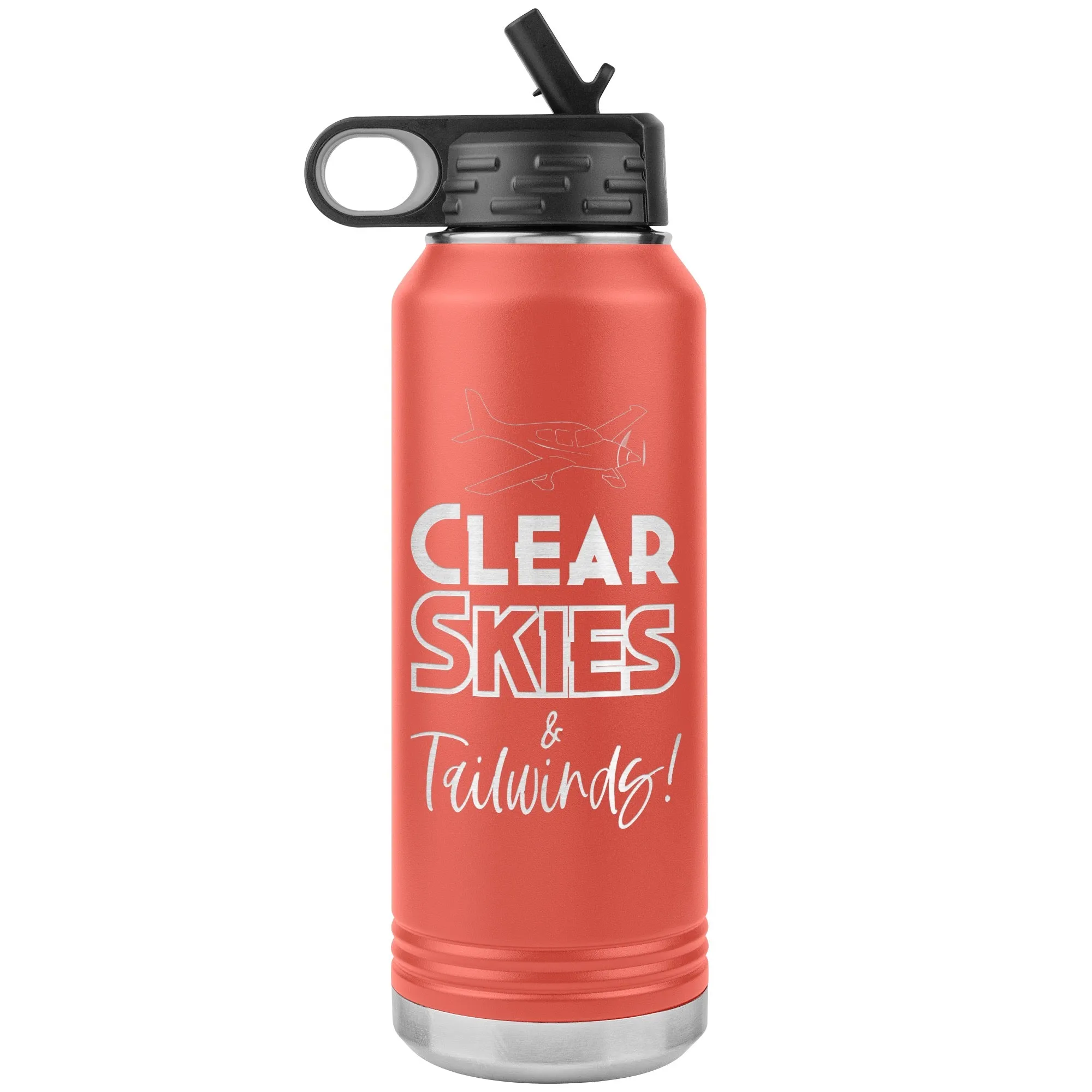 Clear Skies & Tailwinds! 32 oz. water bottle (w/low wing)
