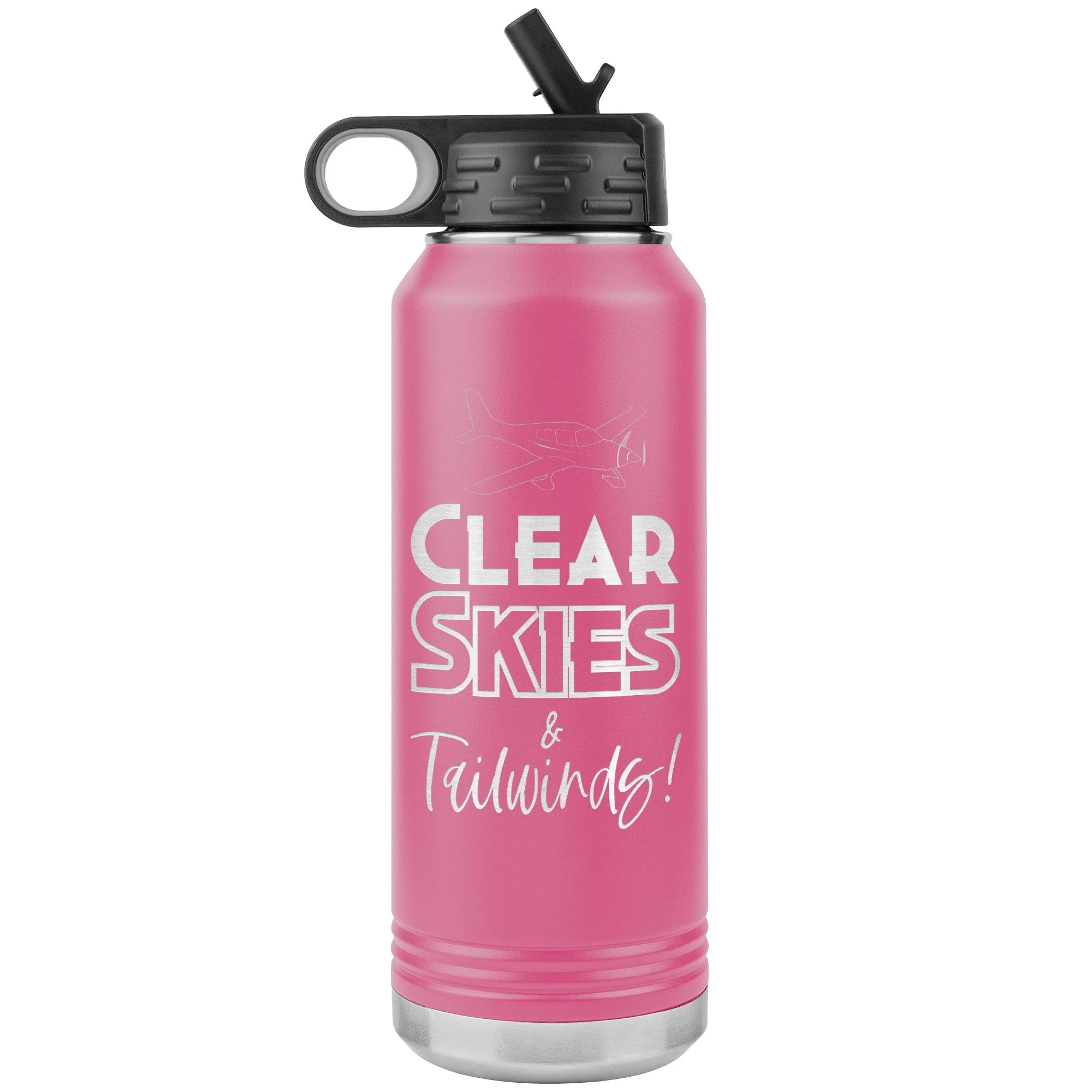 Clear Skies & Tailwinds! 32 oz. water bottle (w/low wing)