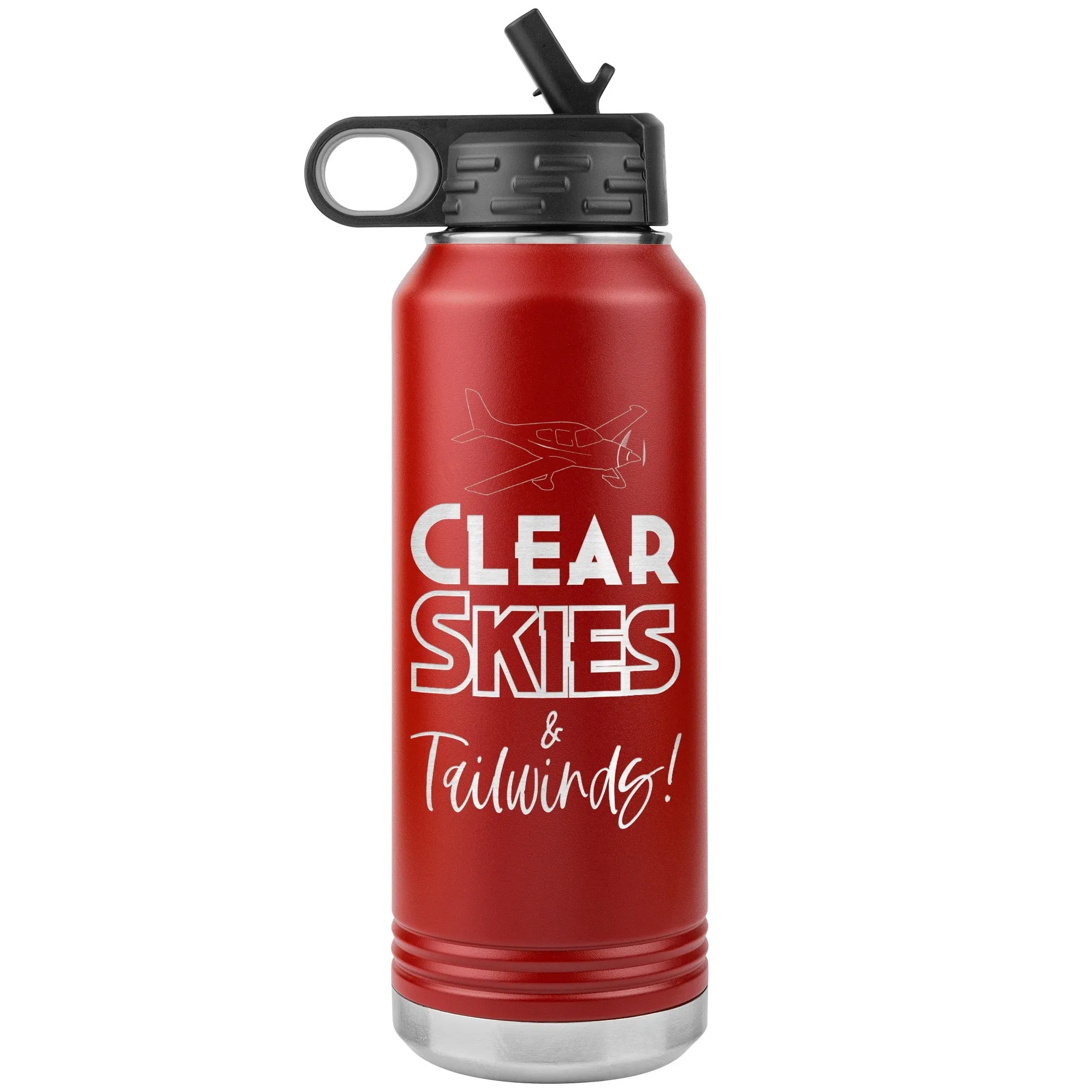 Clear Skies & Tailwinds! 32 oz. water bottle (w/low wing)