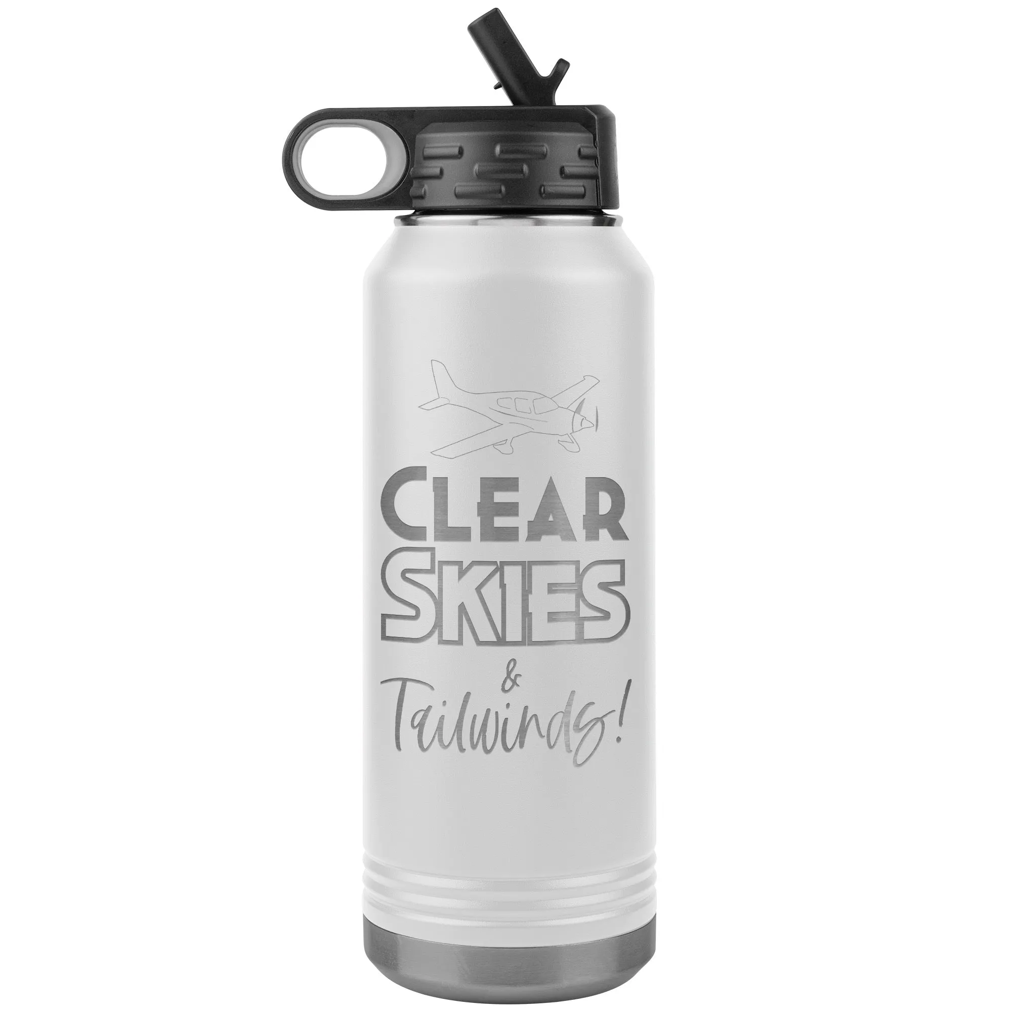 Clear Skies & Tailwinds! 32 oz. water bottle (w/low wing)