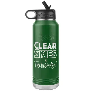 Clear Skies & Tailwinds! 32 oz. water bottle (w/low wing)