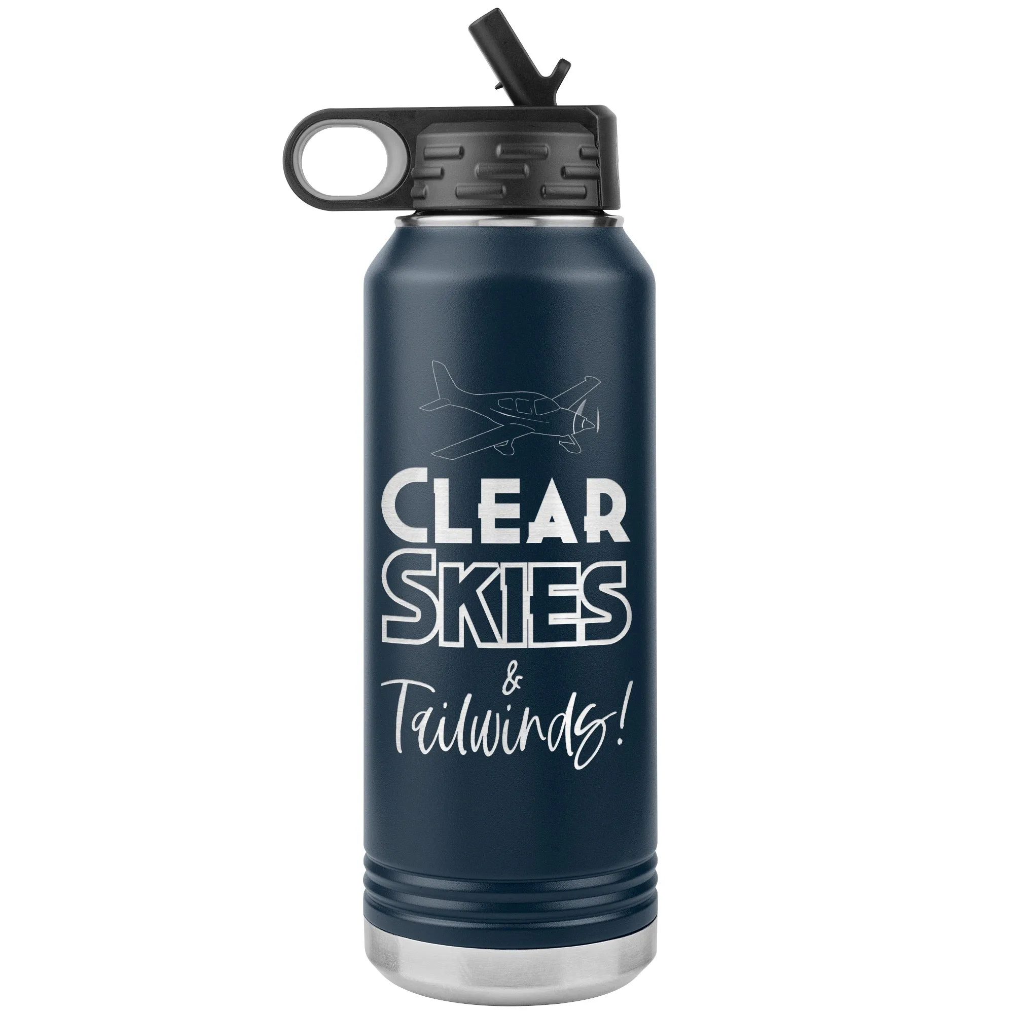Clear Skies & Tailwinds! 32 oz. water bottle (w/low wing)