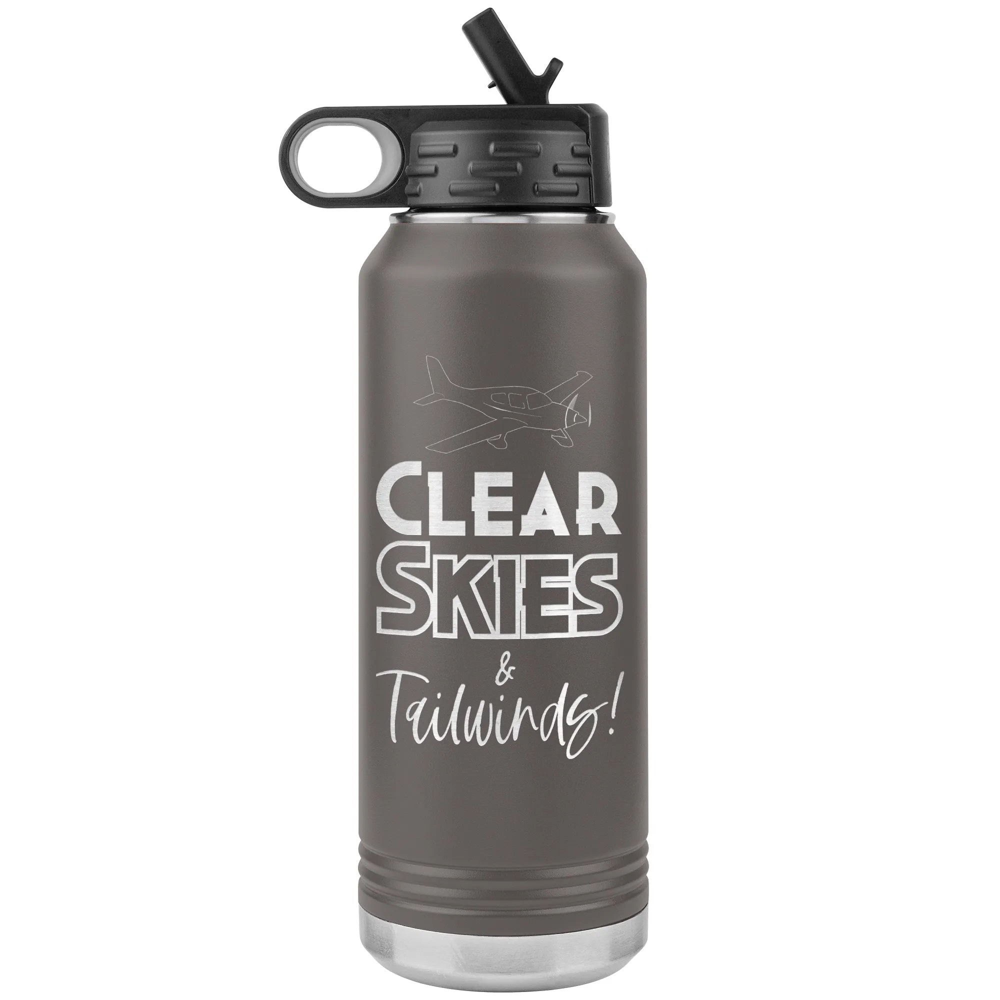 Clear Skies & Tailwinds! 32 oz. water bottle (w/low wing)