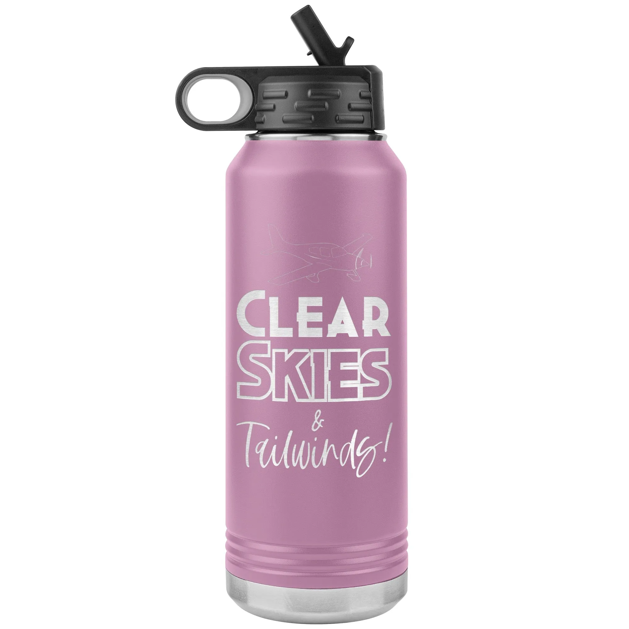 Clear Skies & Tailwinds! 32 oz. water bottle (w/low wing)