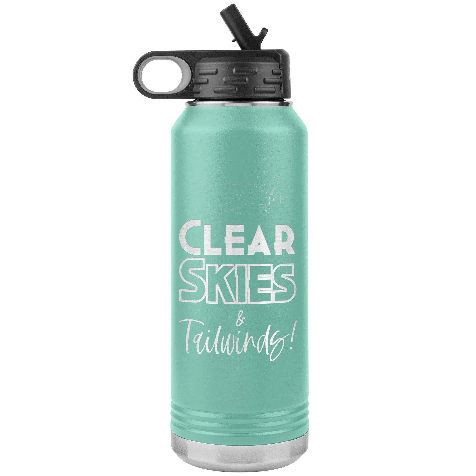 Clear Skies & Tailwinds! 32 oz. water bottle (w/low wing)