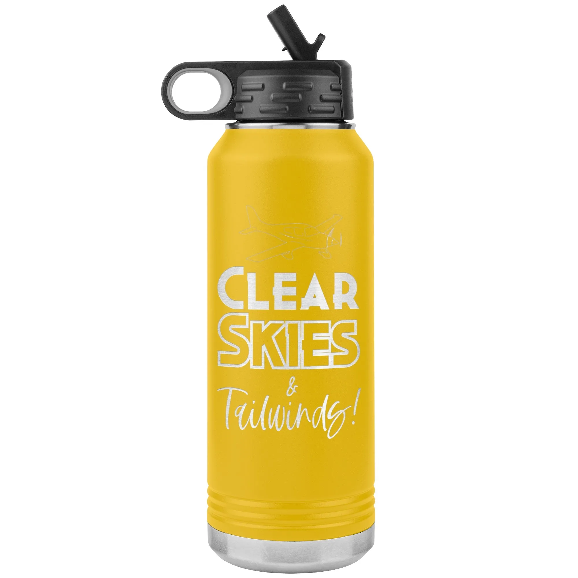Clear Skies & Tailwinds! 32 oz. water bottle (w/low wing)