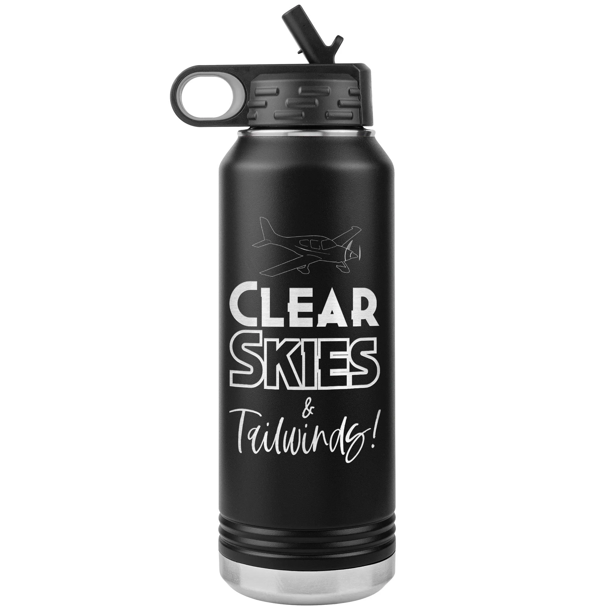 Clear Skies & Tailwinds! 32 oz. water bottle (w/low wing)