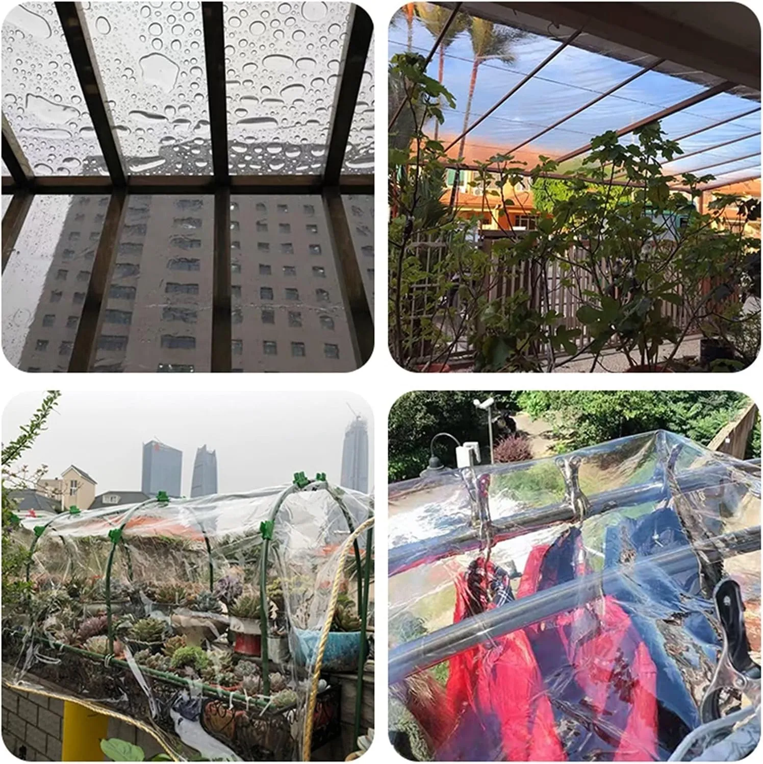 Clear Tarpaulin Waterproof Heavy Duty with Eyelets Windproof Camping Groundsheet Home Garden Outdoor PVC Plastic Tarp Sheet Cover，420g/m²，0.4mm Thick(0.4mm,0.5x0.5m)