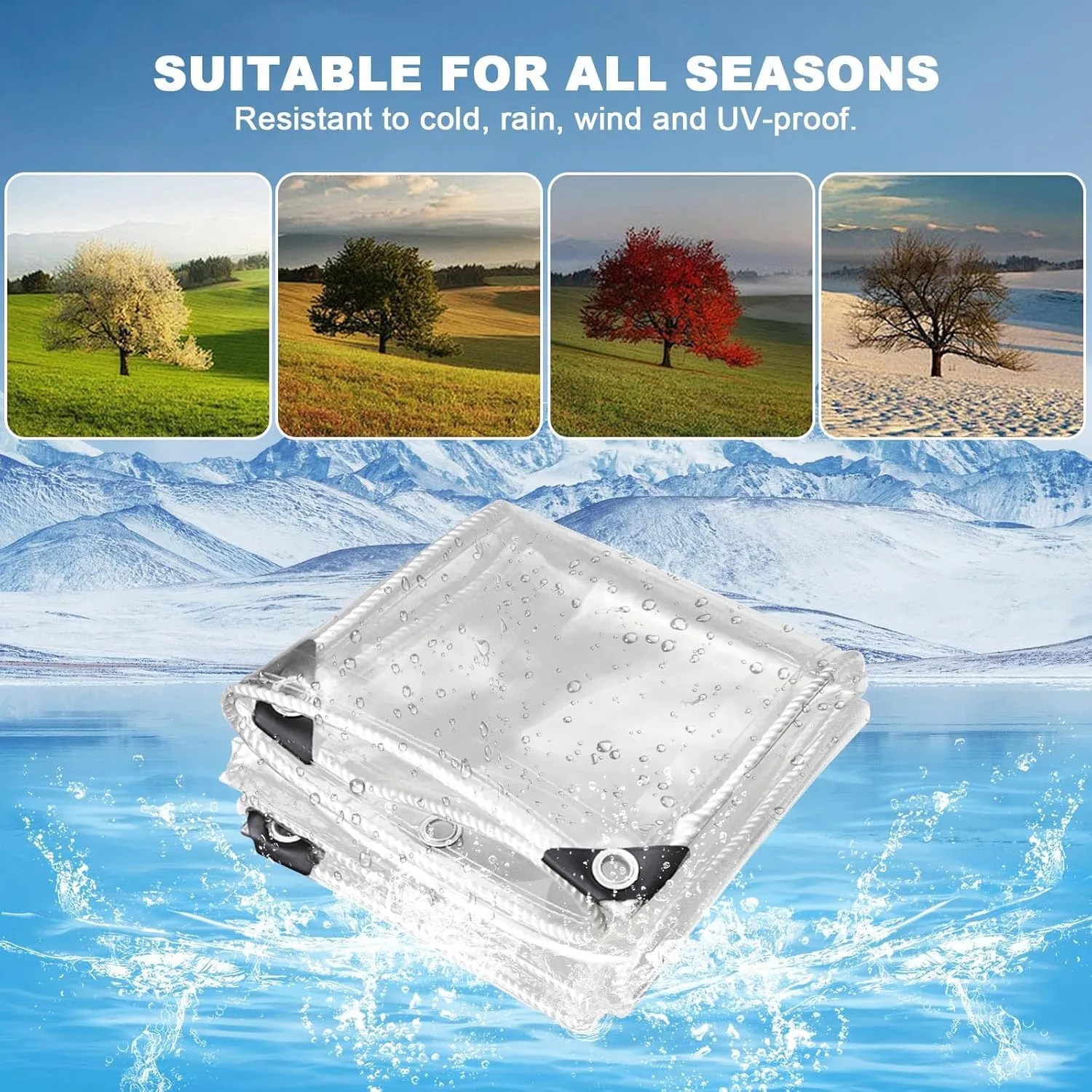 Clear Tarps Heavy Duty: PVC Thicken Transparent Tarpaulin Windproof Dustproof UV Resistant Rip and Tear All Purpose Tarp Cover with Reinforced Edge for Balcony Garden Porch 1-Pack