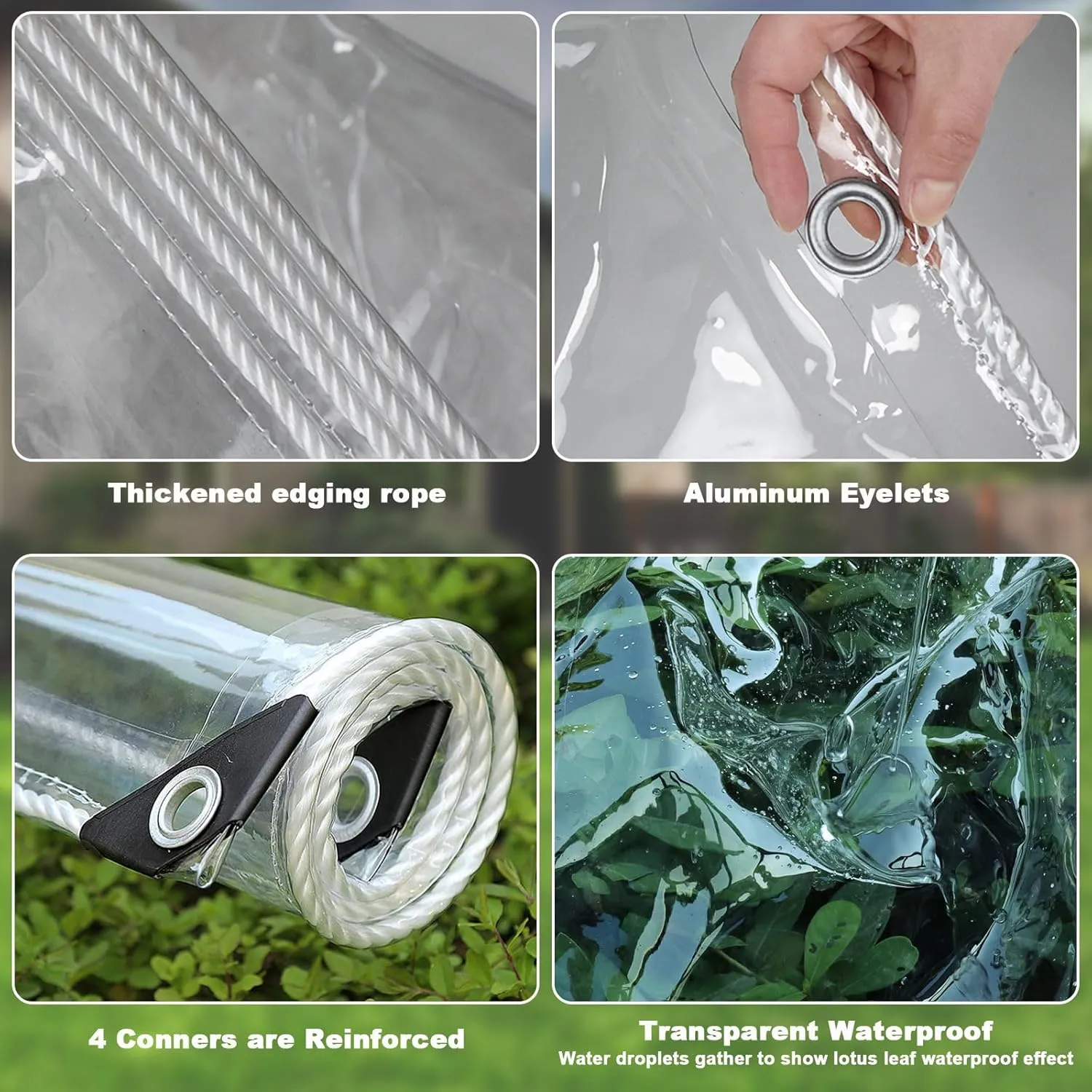 Clear Tarps Heavy Duty: PVC Thicken Transparent Tarpaulin Windproof Dustproof UV Resistant Rip and Tear All Purpose Tarp Cover with Reinforced Edge for Balcony Garden Porch 1-Pack