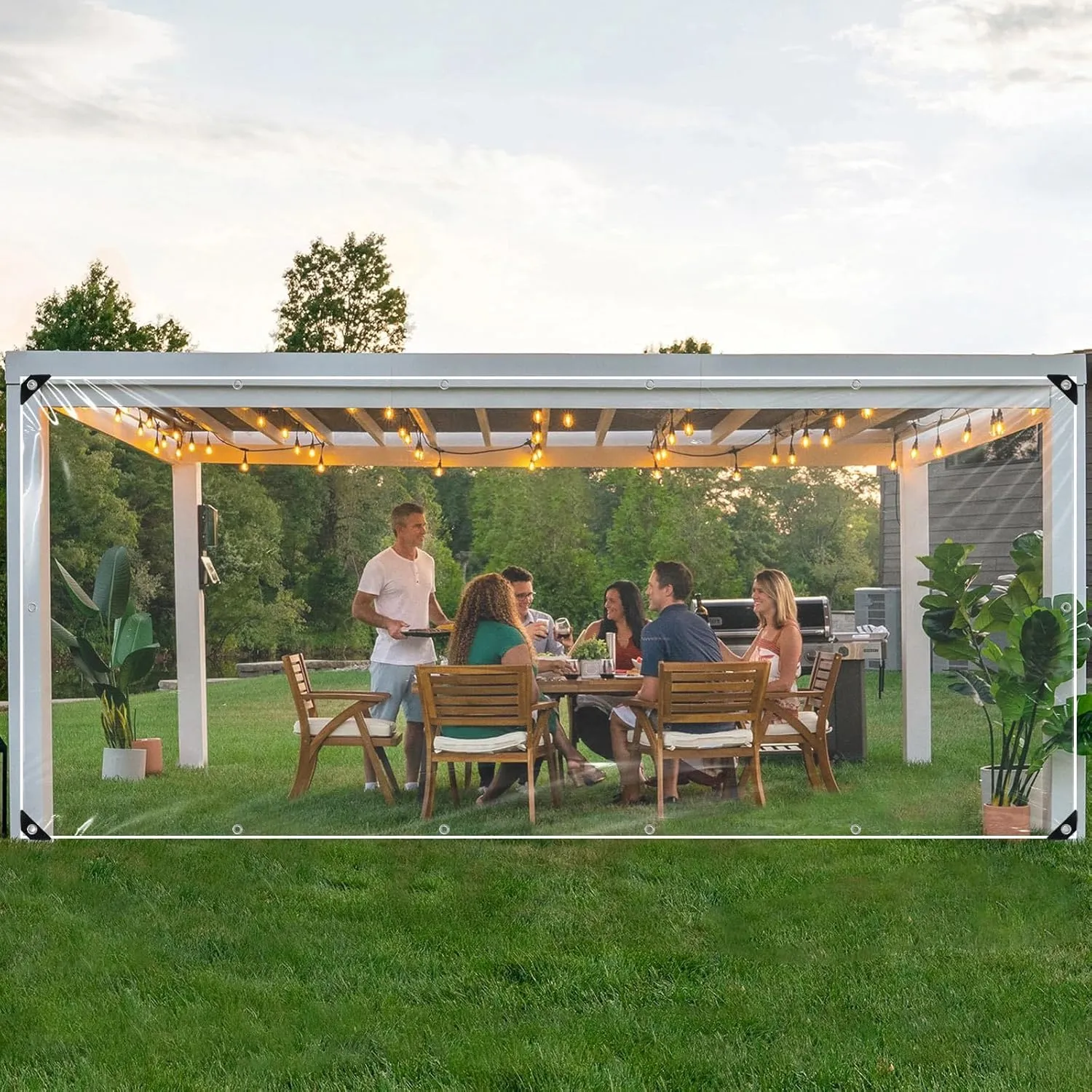 Clear Tarps Heavy Duty: PVC Thicken Transparent Tarpaulin Windproof Dustproof UV Resistant Rip and Tear All Purpose Tarp Cover with Reinforced Edge for Balcony Garden Porch 1-Pack