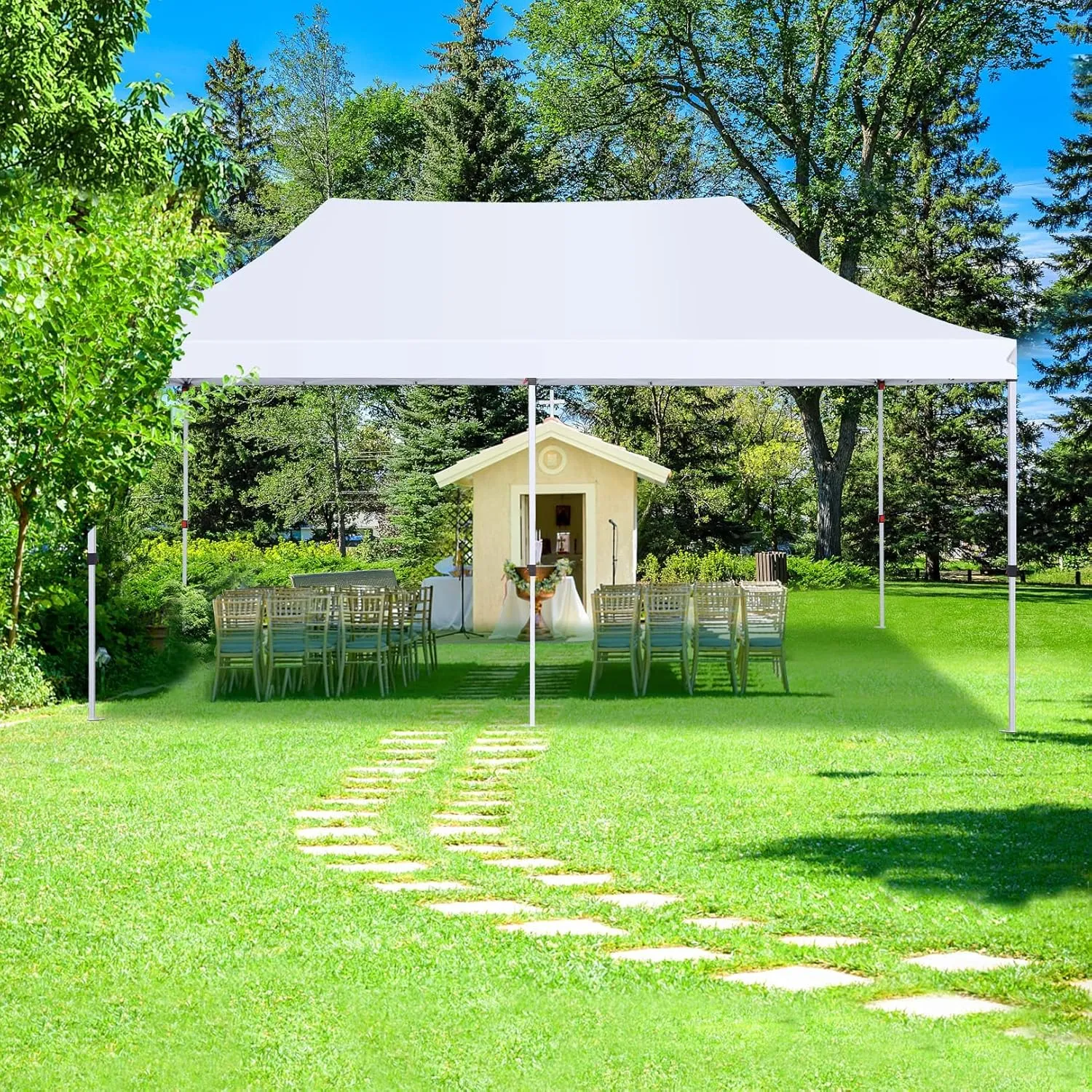 COBIZI 10x20 Pop Up Canopy with 6 Sidewalls, Conical Party Tent 10x20 with 3 Adjustable Height Waterproof, UV-Resistant with Carry Bag, Sandbag, Stake, Ropes for Parties, Commercial (Frame Upgraded)