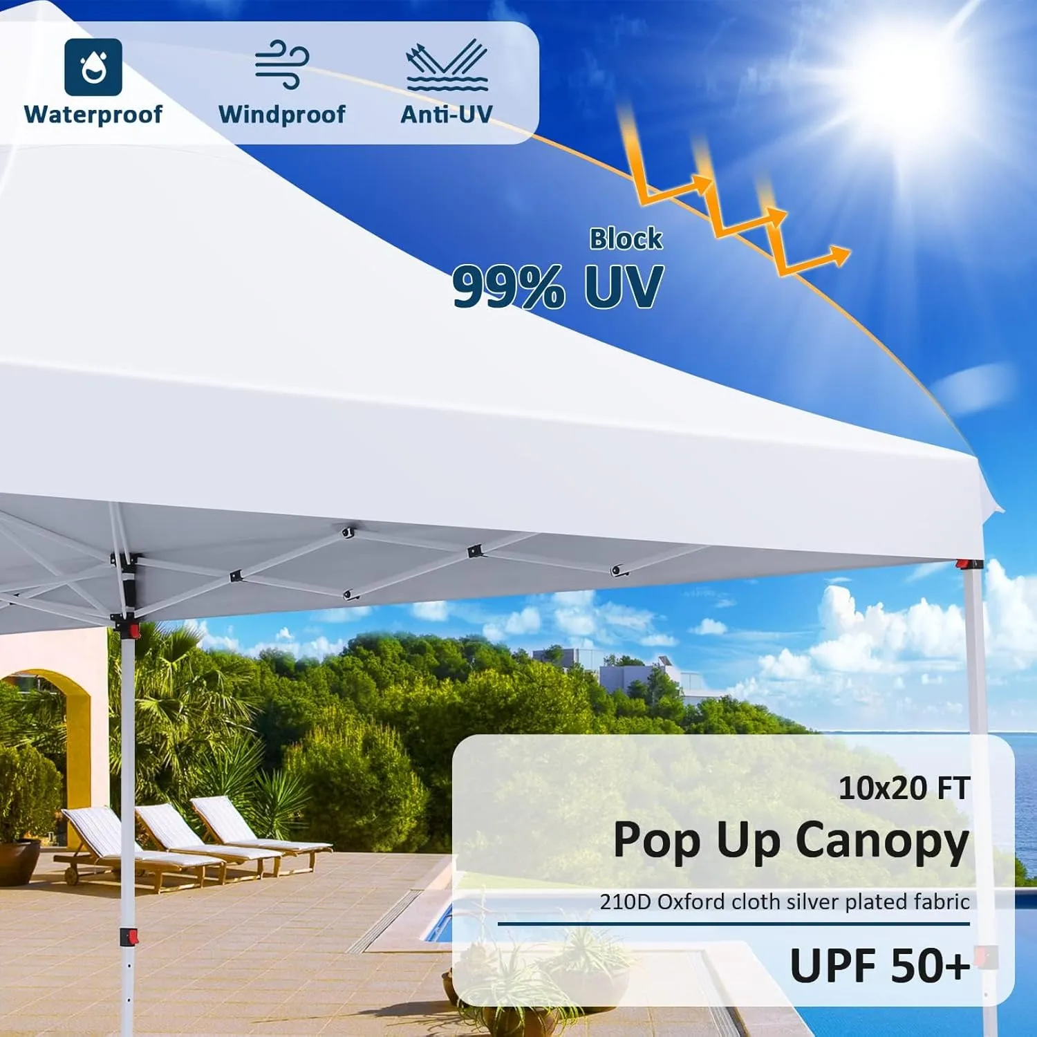 COBIZI 10x20 Pop Up Canopy with 6 Sidewalls, Conical Party Tent 10x20 with 3 Adjustable Height Waterproof, UV-Resistant with Carry Bag, Sandbag, Stake, Ropes for Parties, Commercial (Frame Upgraded)