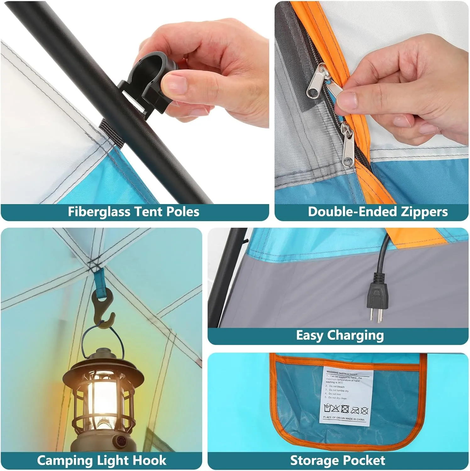 COBIZI 4/6 Person Tent for Camping Waterproof PU-Coated with Removable Rainfly, Easy Setup Family Tent with Large Mesh Windows, 3 Season Portable Dome Tent for Outdoor, Scouts, Hiking & Traveling