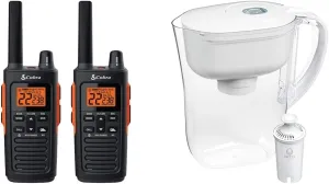 Cobra RX680 2-Pack Waterproof Walkie Talkies and Brita 6-Cup Water Filter Pitcher Bundle
