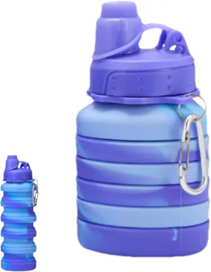 Collapsible Water Bottle,Compact Water Bottle,Silicone Travel Water Bottle | Portable Camping Water Bottle,Reusable Sports Water Bottle with Carabiner 700ml for Acamp