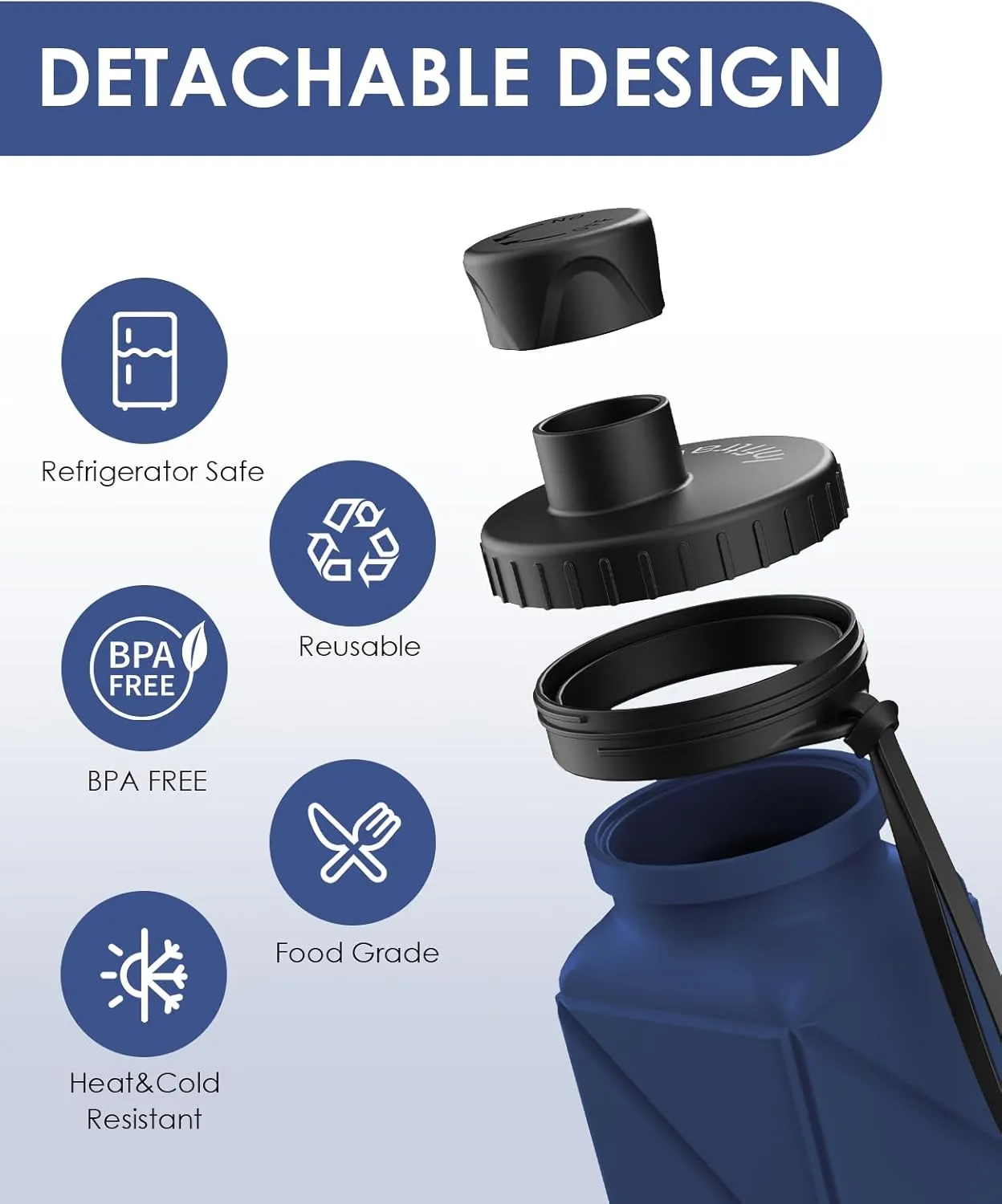 Collapsible Water Bottles, 4 Pack BPA-Free Leak-Proof Silicone Foldable Water Bottle Cup, Durable Lightweight Bottle for Gym Travel Camping Hiking Running Sport