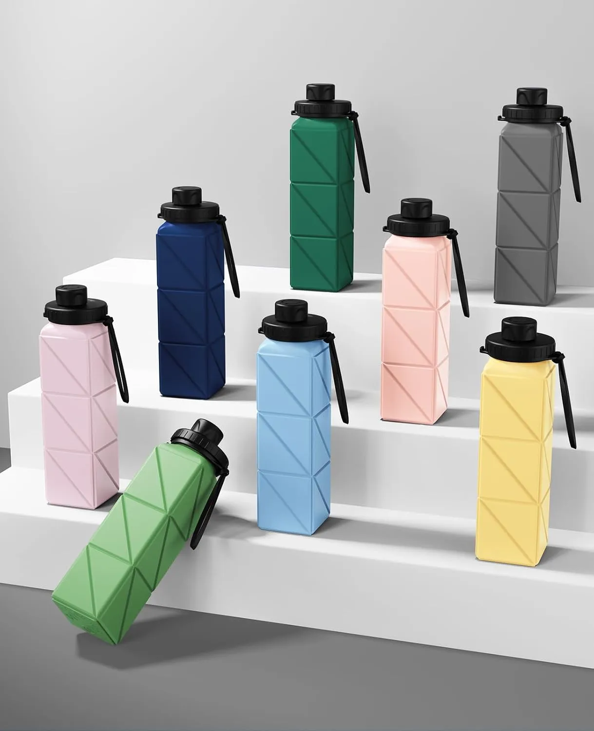 Collapsible Water Bottles, 4 Pack BPA-Free Leak-Proof Silicone Foldable Water Bottle Cup, Durable Lightweight Bottle for Gym Travel Camping Hiking Running Sport