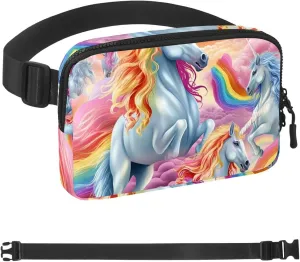 Colorful Rainbow Unicorn Design-238 Crossbody Fanny Pack for Men&Women,Belt Bag for Travel Casual Walking Running Hiking Cycling