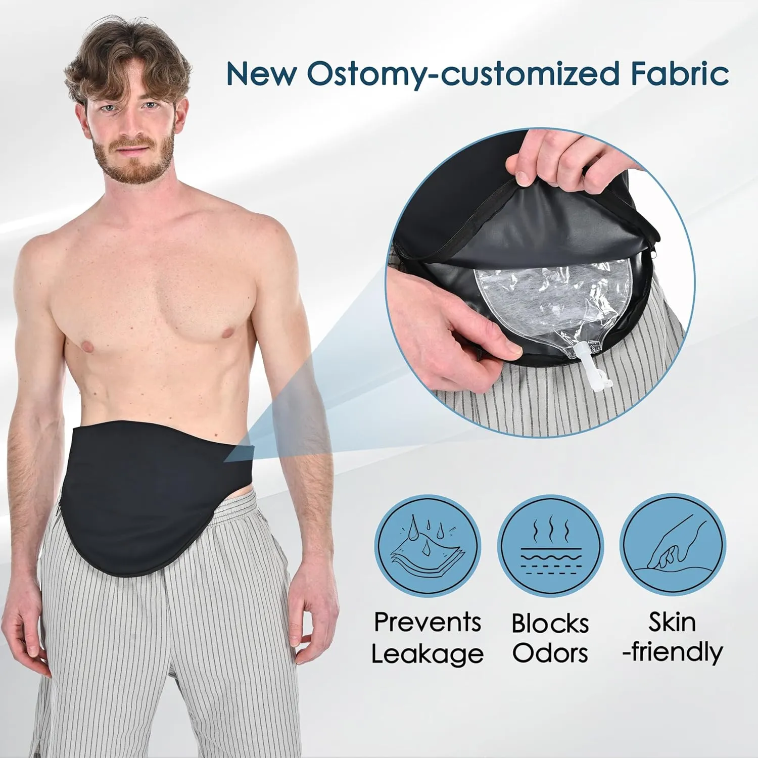 Colostomy Bag Covers for Women and Men, Ostomy Bag Covers, Ostomy Belt Abdomen (Black, L)