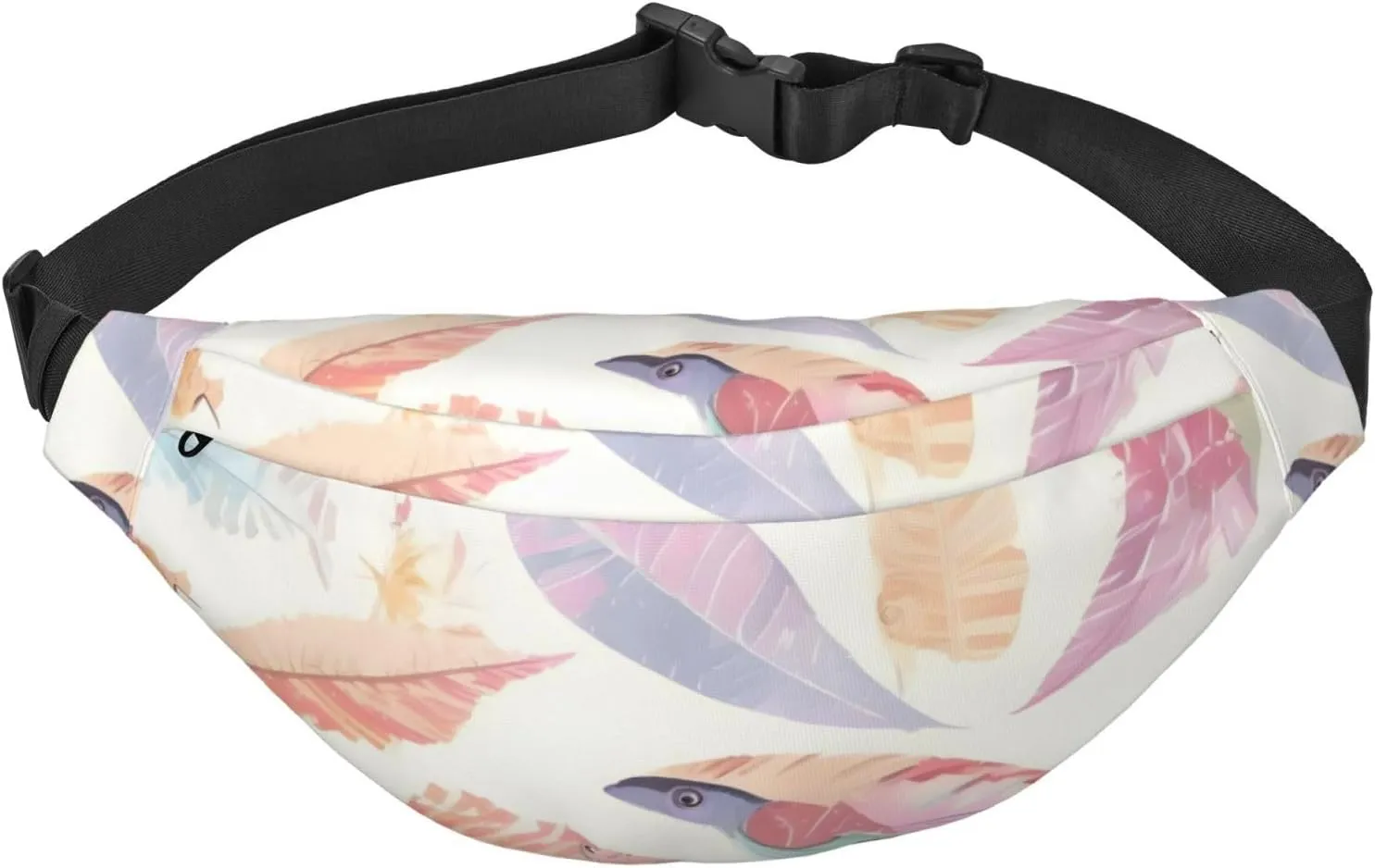 Coloured Feathers Men'S And Women'S Waist Pack, Crossbody Bag With Adjustable Belt For Running, Traveling, Sports, Hiking