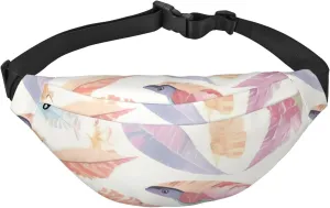 Coloured Feathers Men'S And Women'S Waist Pack, Crossbody Bag With Adjustable Belt For Running, Traveling, Sports, Hiking