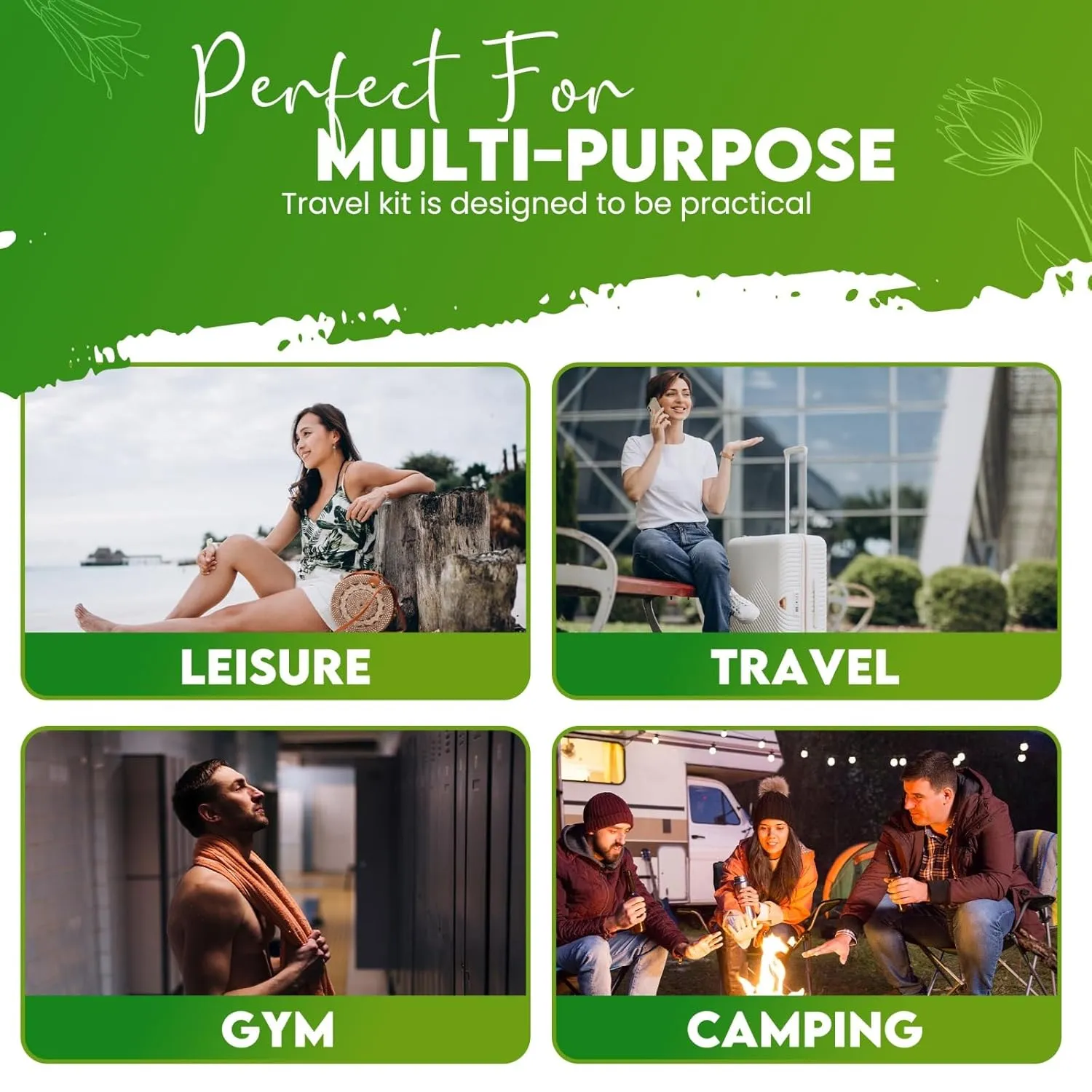 Compact Personal Shower Kit To-Go (Green) – Your Hygiene Companion for Travel, Gym, Camping | Shower on the Go | Shampoo, Soap, Towel. All in One (5)