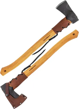 Condor Tool & Knife Cloudburst Hatchet Axe with Handcrafted Leather Sheath - 1060 High Carbon Steel Throwing Axe with a Light Wooden American Burnt Hickory Handle - 5.8in Blade - 43.4oz