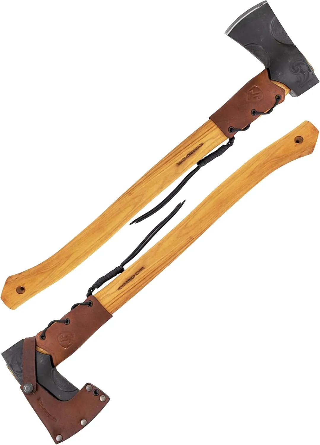Condor Tool & Knife Cloudburst Hatchet Axe with Handcrafted Leather Sheath - 1060 High Carbon Steel Throwing Axe with a Light Wooden American Burnt Hickory Handle - 5.8in Blade - 43.4oz