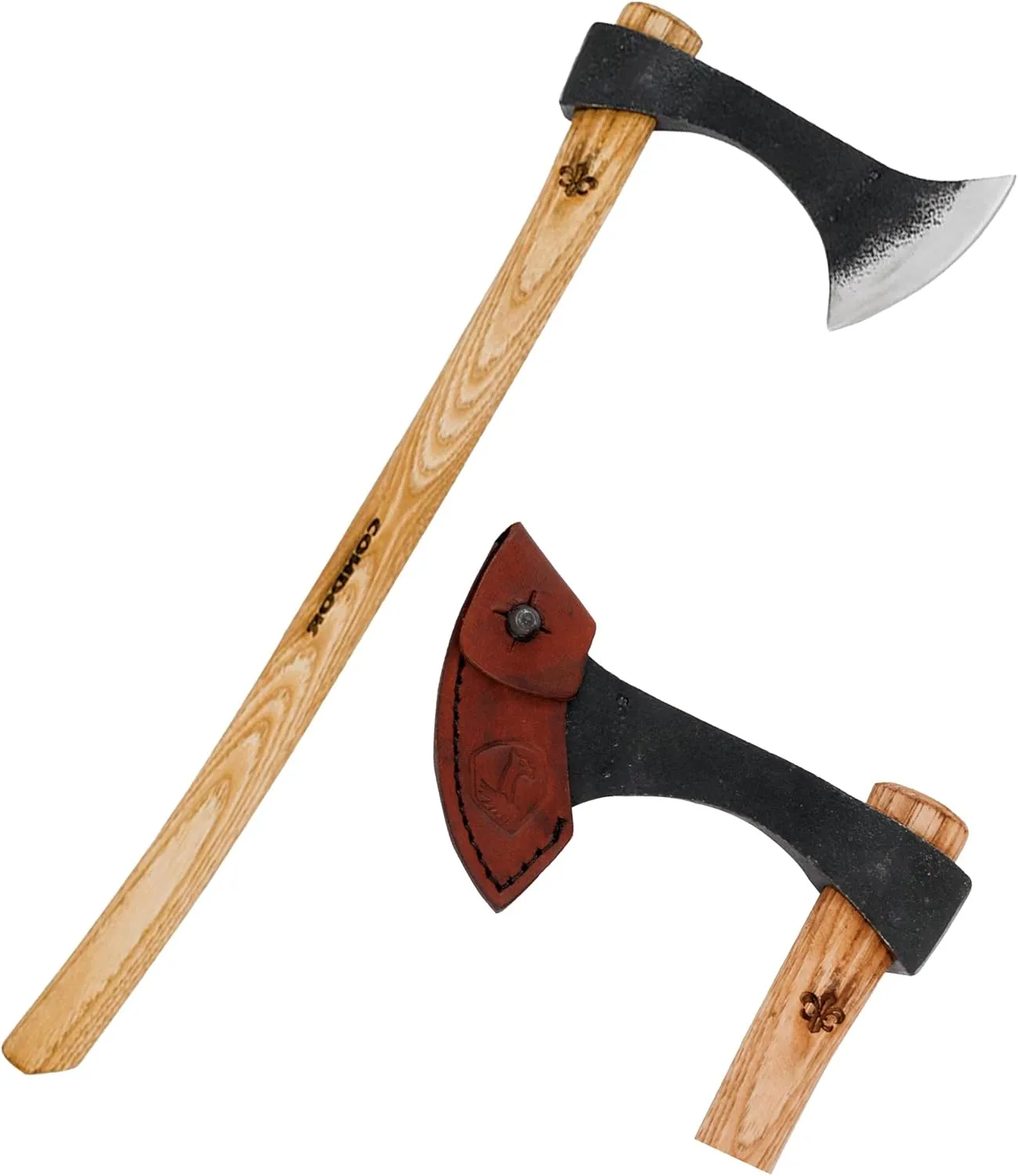 Condor Tool & Knife Francisca Throwing Axe - Solid Hatchet Axe with Handcrafted Welted Leather Sheath - 1060 High Carbon Steel - Burnt American Hickory Handle - 6.6in Blade - 19.8oz
