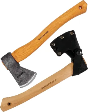 Condor Tool & Knife Greenland Hatchet | Solid Hatchet Axe with Handcrafted Welted Leather Sheath | 1060 High Carbon Steel Throwing Axe with a Burnt American Hickory Handle | 5.9in Blade | 32.1oz