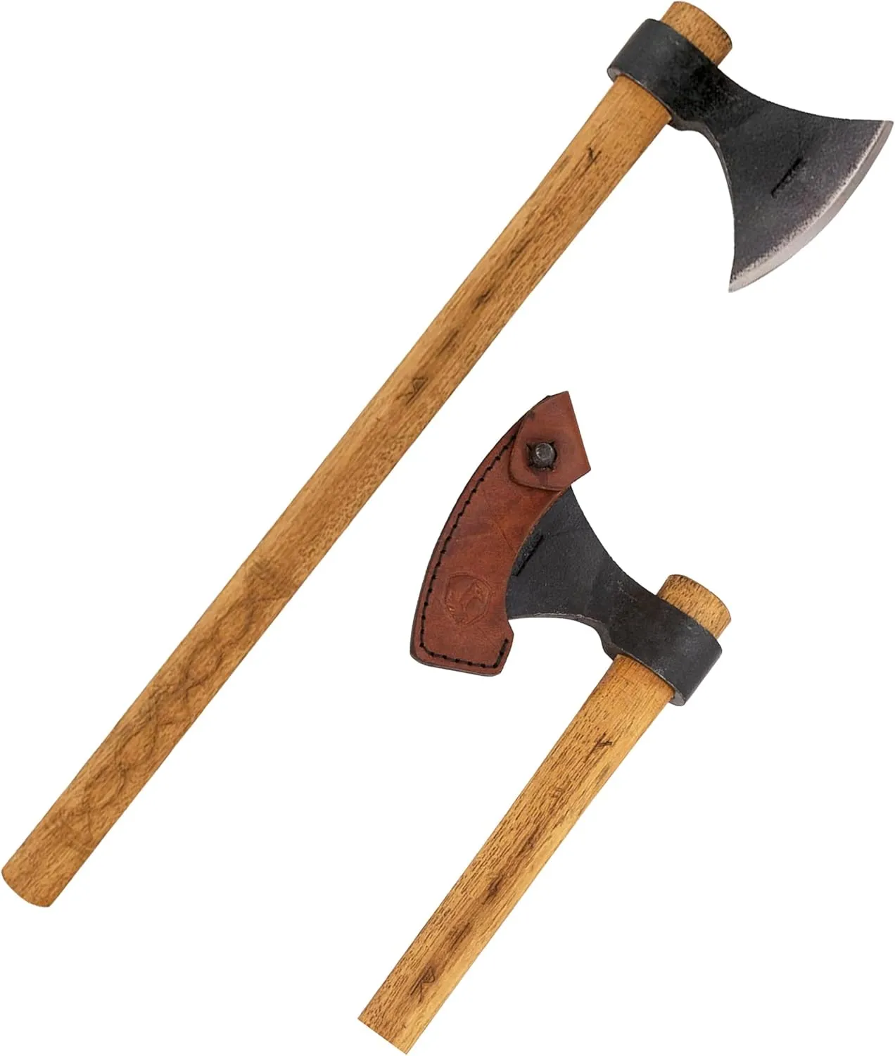Condor Tool & Knife Valhalla Throwing Axe - Solid Hatchet Axe with Handcrafted Welted Leather Sheath - 1060 High Carbon Steel - Burnt American Hickory Handle - 5.3in Blade - 26.5oz