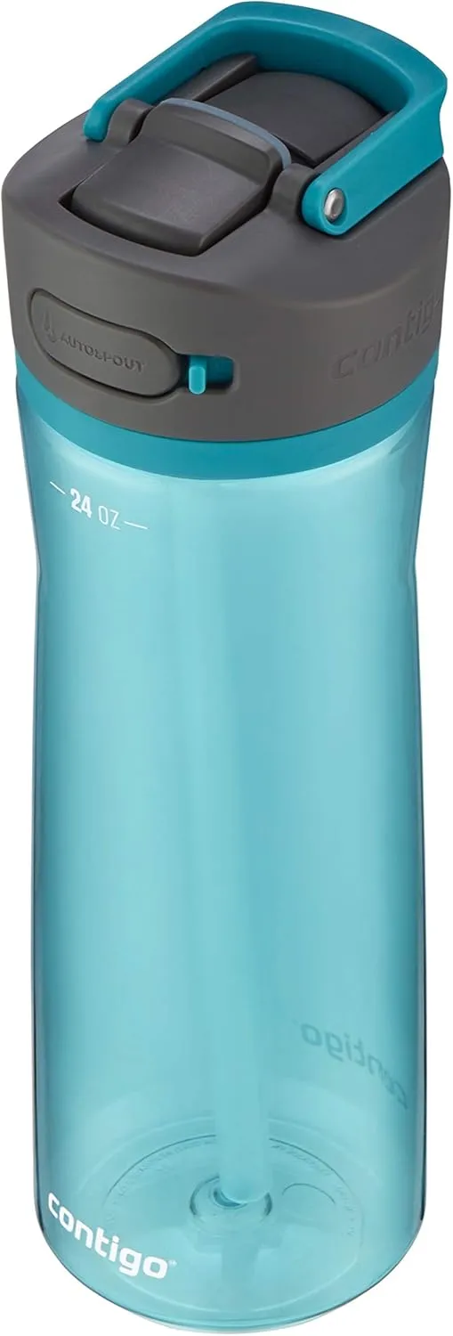Contigo Ashland 2.0 Leak-Proof, Dishwasher Safe Water Bottle with Lid Lock & Angled Straw, Interchangeable Lid, 24oz - Juniper
