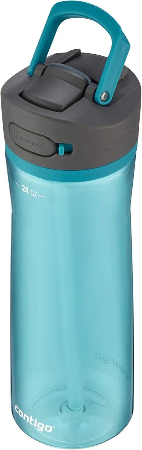 Contigo Ashland 2.0 Leak-Proof, Dishwasher Safe Water Bottle with Lid Lock & Angled Straw, Interchangeable Lid, 24oz - Juniper