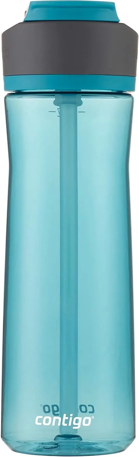 Contigo Ashland 2.0 Leak-Proof, Dishwasher Safe Water Bottle with Lid Lock & Angled Straw, Interchangeable Lid, 24oz - Juniper