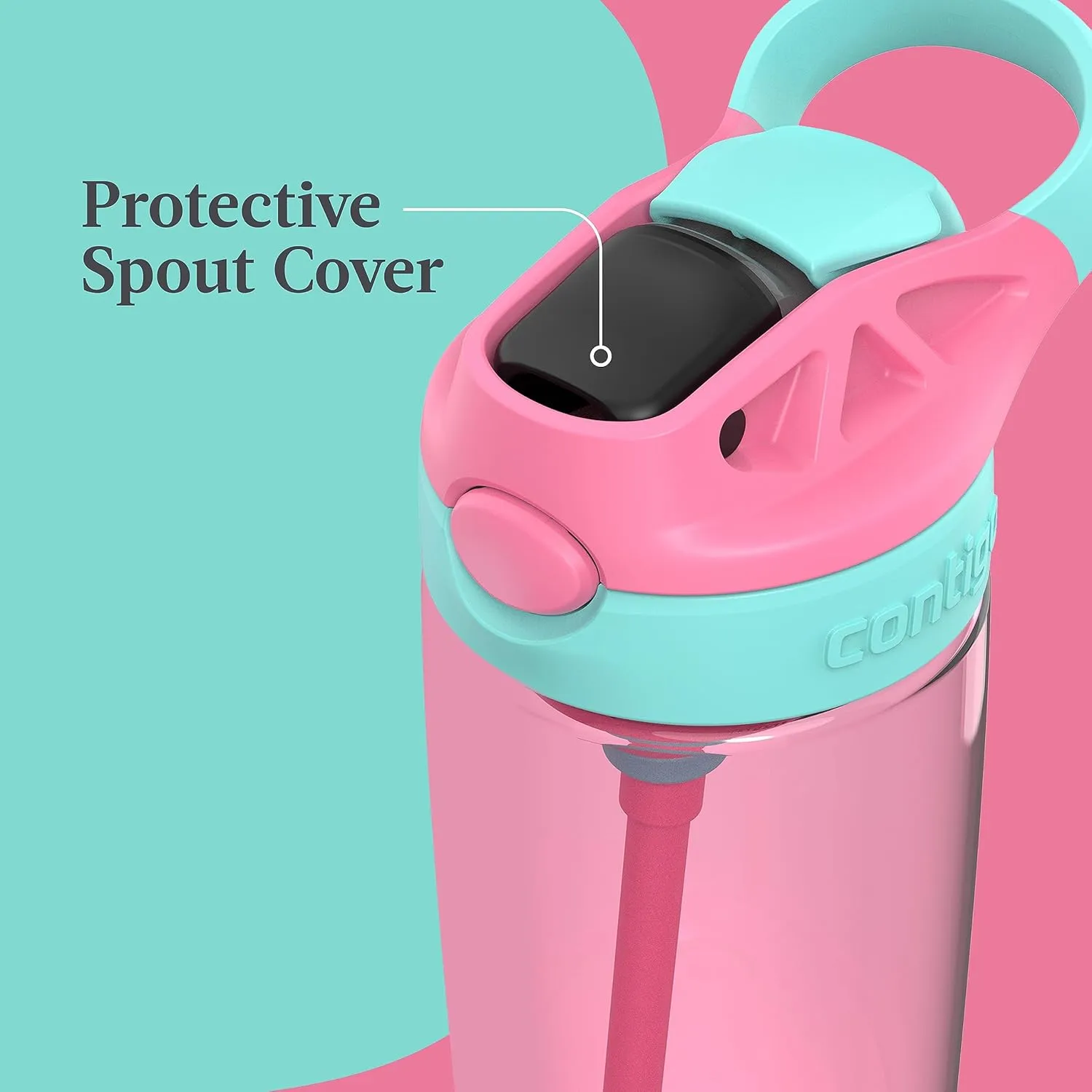 Contigo Aubrey Kids BPA-Free Water Bottle with Silicone Straw, Spill-Proof Lid, Dishwasher Safe, 20oz 2-Pack, Suitable for 3  Years, Azalea/Jade & Blue Raspberry/Azalea