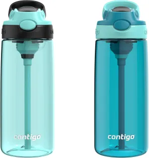 Contigo Aubrey Leak-Proof Spill-Proof Water Bottle 20oz. 2 Pack Jade/Licorice & Juniper/Jade