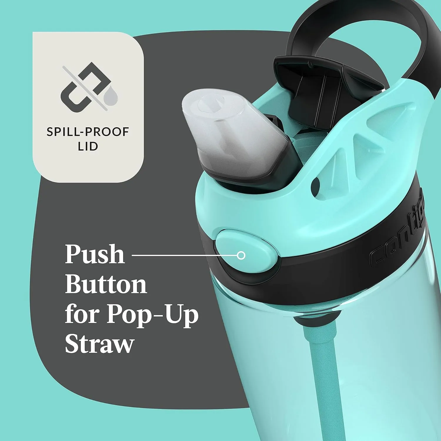 Contigo Aubrey Leak-Proof Spill-Proof Water Bottle 20oz. 2 Pack Jade/Licorice & Juniper/Jade