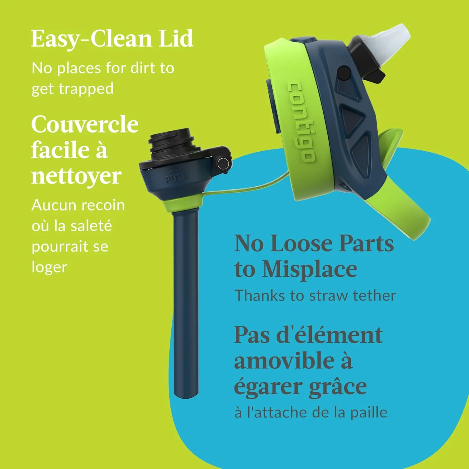 Contigo Aubrey Leak-Proof Spill-Proof Water Bottle, Lime with Dogs, 14 oz