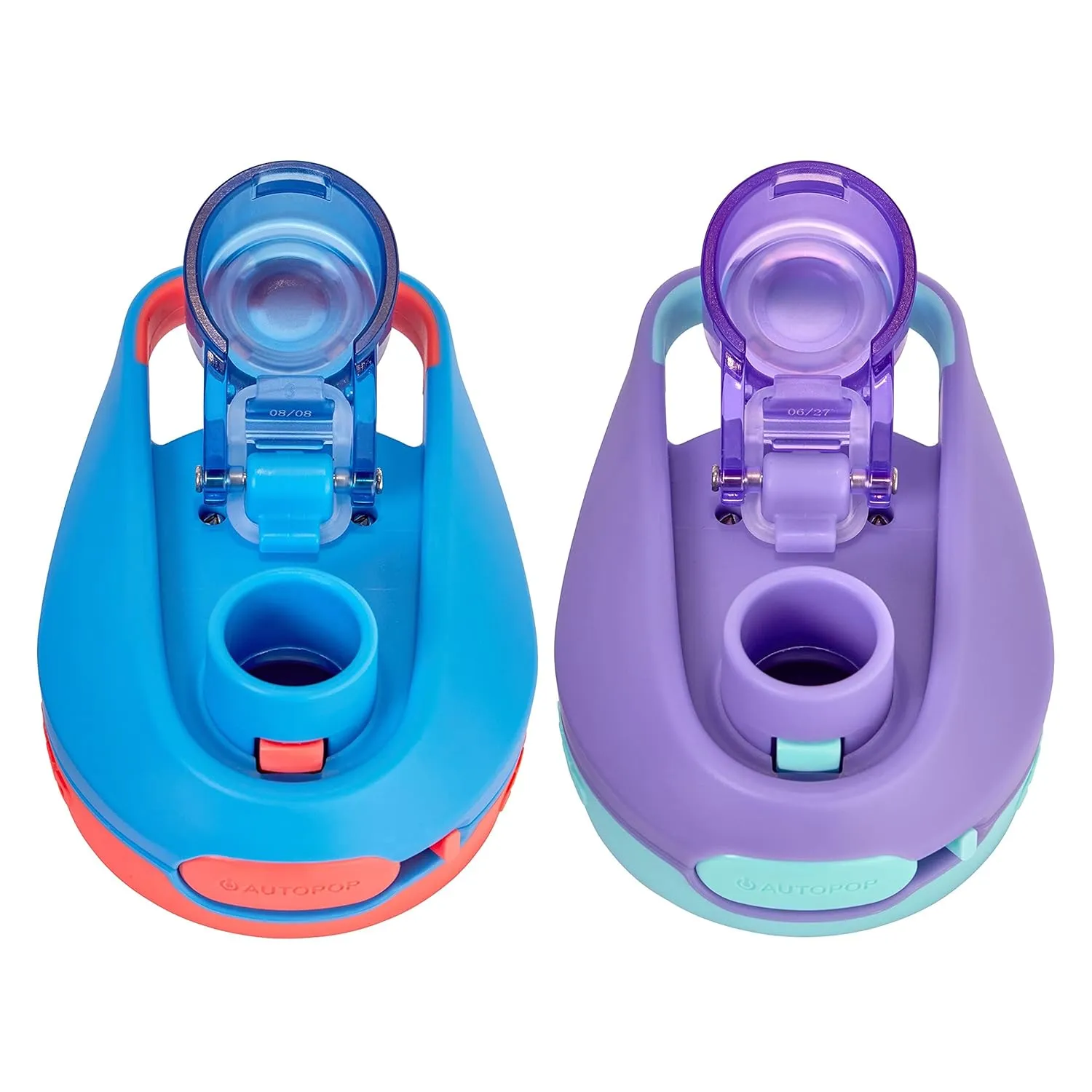 Contigo Jessie Kids Water Bottle Leak-Proof Lid 14oz Dishwasher-Safe Fits Most Cup Holders 2-Pack Blue Poppy/Coral & Amethyst/Jade