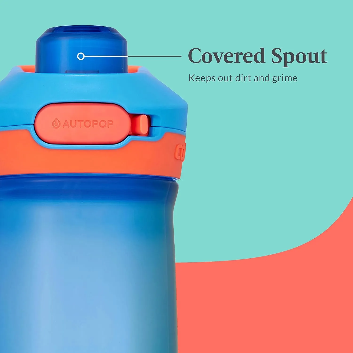 Contigo Jessie Kids Water Bottle Leak-Proof Lid 14oz Dishwasher-Safe Fits Most Cup Holders 2-Pack Blue Poppy/Coral & Amethyst/Jade